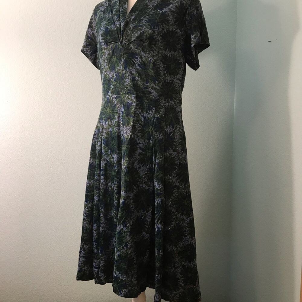 Vintage early 1960s Floral Print Fit/Flare Rockabilly, unsized